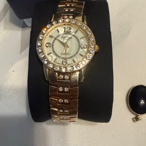 Ficaro Rhinestones And Gold Tone Watch